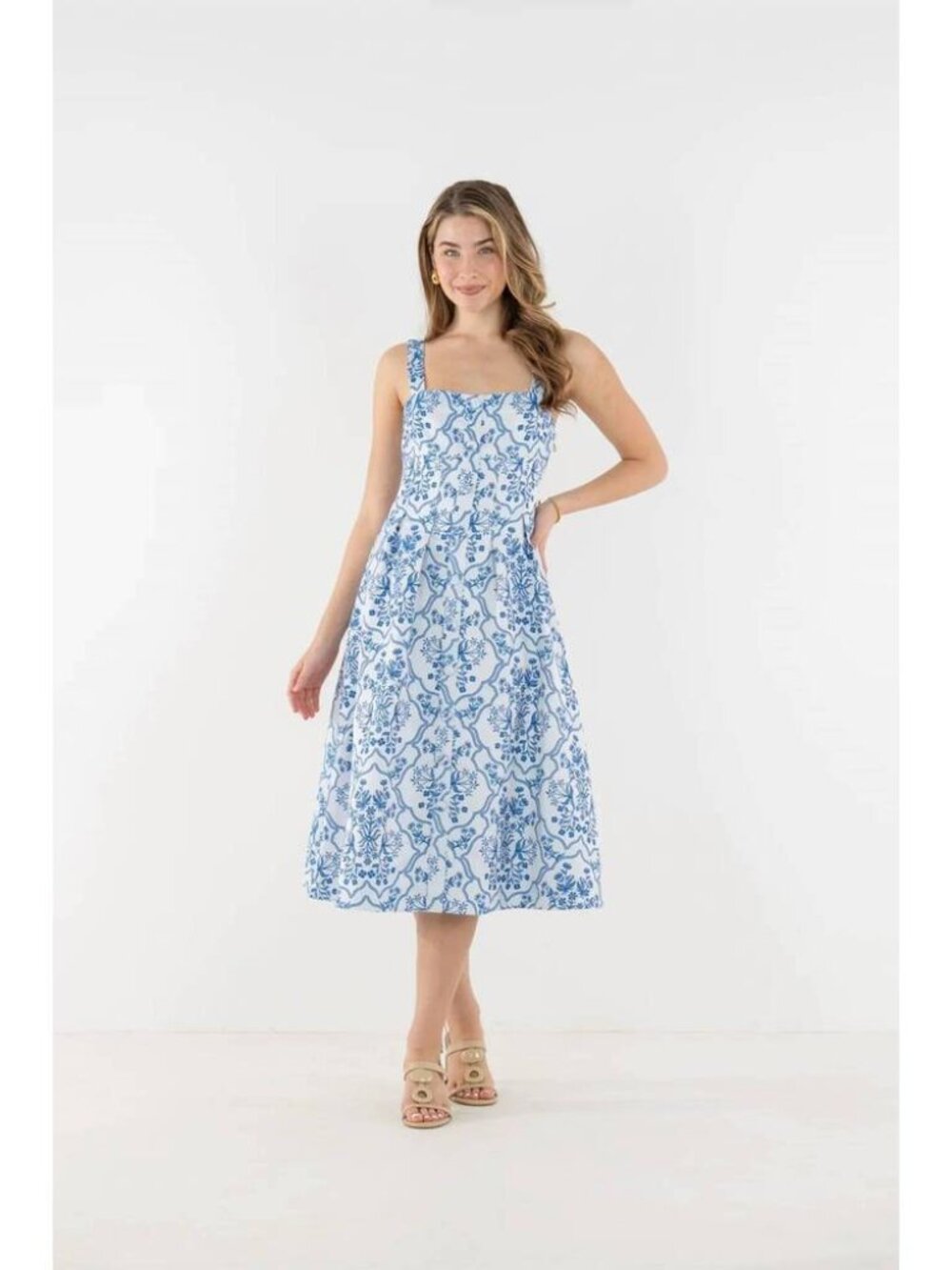 NEW NWT  EMILY MCCARTHY constance midi dress in royal tapestry MEDIUM